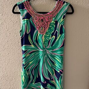 Lilly Pulitzer Pink and Green Beaded Dress